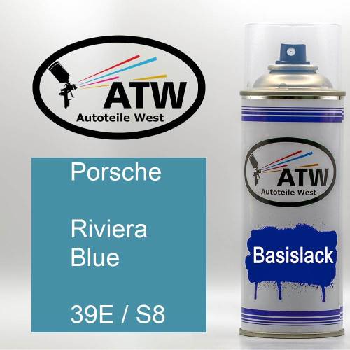 Porsche, Riviera Blue, 39E / S8: 400ml Sprühdose, von ATW Autoteile West.